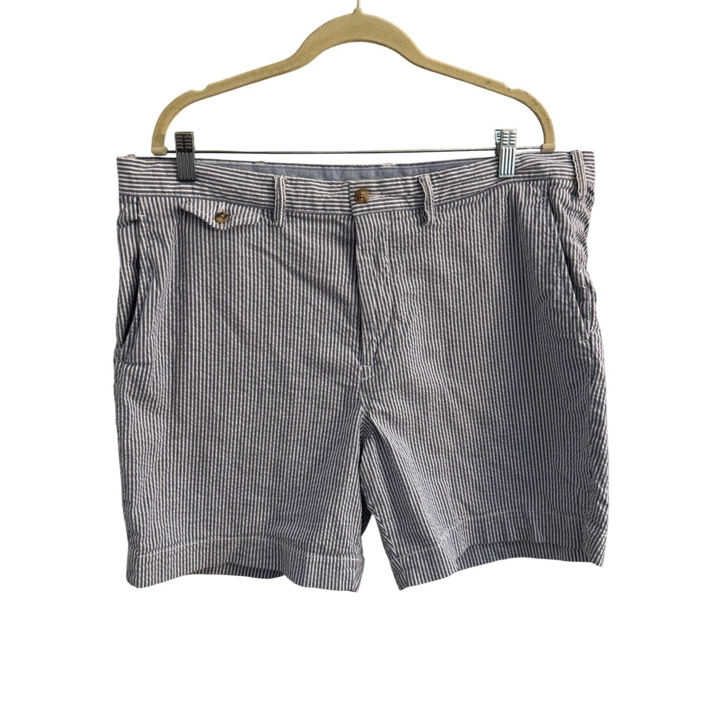 Polo Ralph Lauren Mens 38 Blue White Seersucker Stretch Classic Fit 7 Shorts